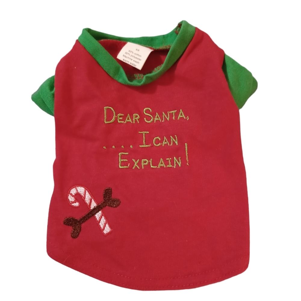 XS Dog Christmas Shirt "Dear Santa, I can explain"